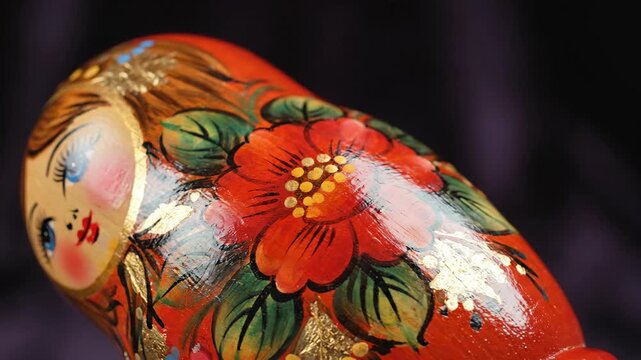 Matryoshka Doll: A beautifully crafted traditional Matryoshka doll, displaying intricate floral details and a captivating painted face. Capturing the essence of culture and heritage.