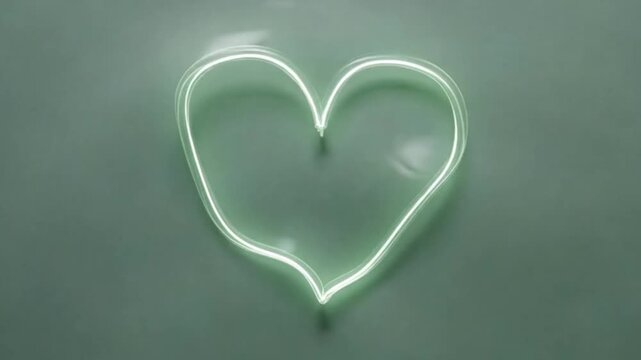 Close-up of a translucent white skeleton leaf cut into a heart shape standing upright against a solid green background, symbolizing fragile or eternal love.