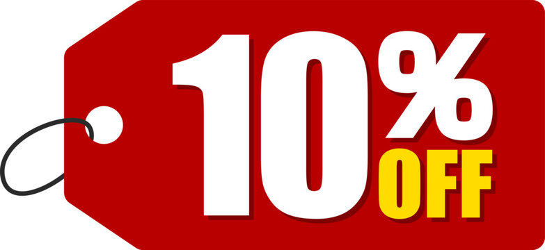 10％オフのセールを表すディスカウントラベル　10 Percent Off Discount Label &ndash; Special Offer Sale Tag
