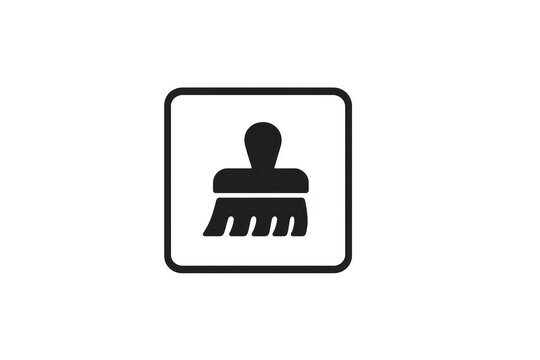 Cleaning brush icon inside square, transparent background