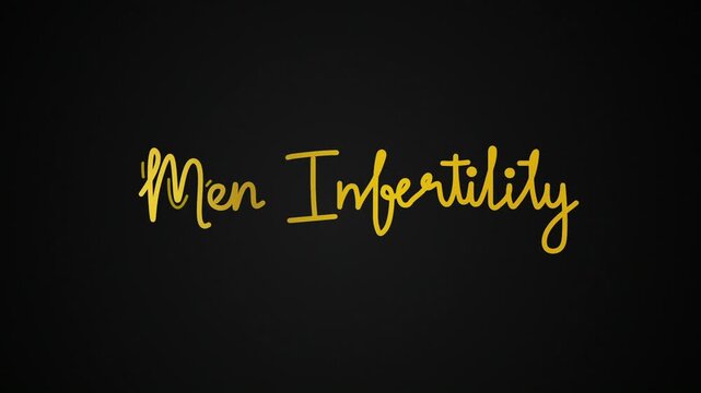 men infertility One line continuous animated typography intro outro animation video, hand drawn calligraphy monoline lettering vintage text on background single line art gold golden type on black bg b