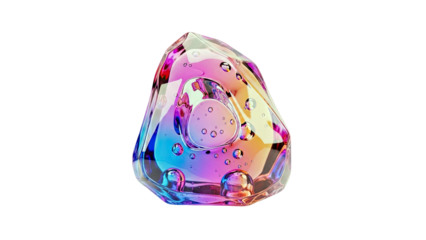 Iridescent Glass Sculpture with Bubbles