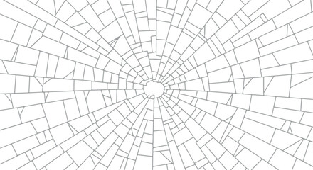 Obraz premium Radial fracture pattern on a white background, an abstract representation of a cracked surface