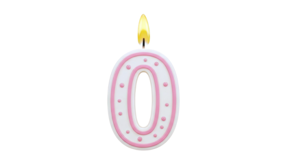 Number 0 Birthday Candle with Flame