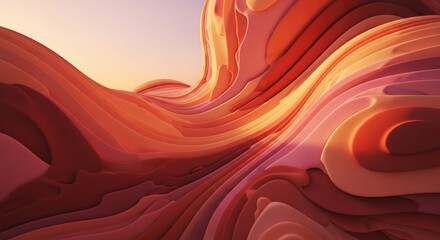 Vibrant abstract landscape with flowing curves and warm colors from an aerial viewpoint