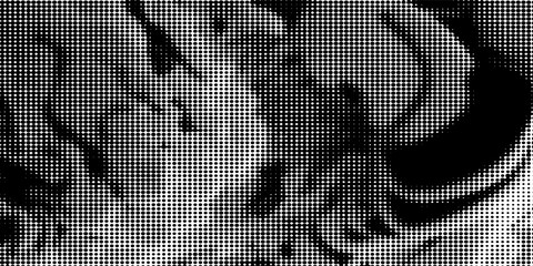 Monochromatic Halftone Pattern with Abstract Gradient Transition from Dense Black Dots