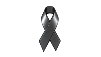 Black awareness ribbon on a white background