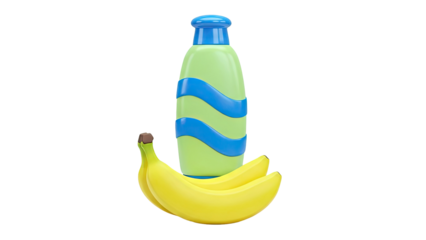 Stylized Banana Drink Bottle with Bananas