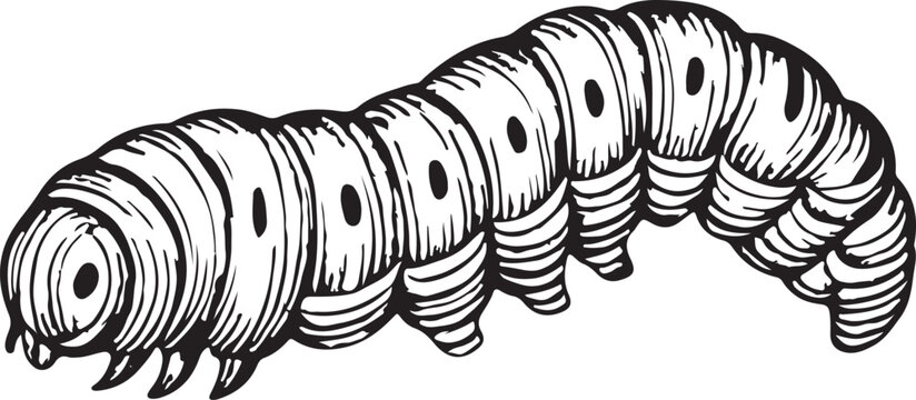 Caterpillar vintage engraving black and white vector illustration