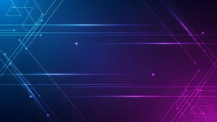 Abstract digital technology background with geometric lines and glowing purple and blue gradients representing network connectivity and data flow.