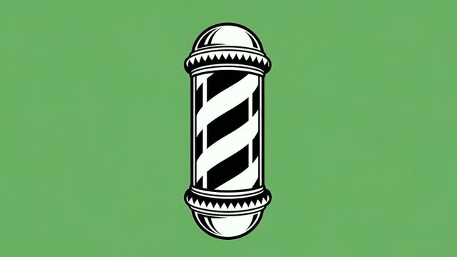 Vintage Barber Pole Rotating Motion Graphic on Green Background