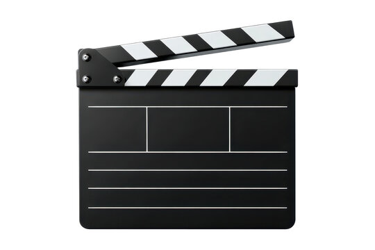 Movie clapper board sits on a plain background ready for film scene