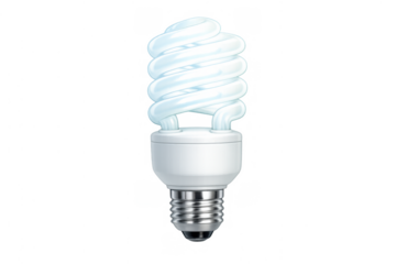 Compact fluorescent light bulb representing energy efficiency and environmental sustainability glowing