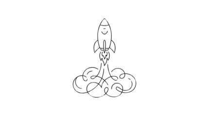 Rocket lifts off into the air with smoke trailing, AI, PNG