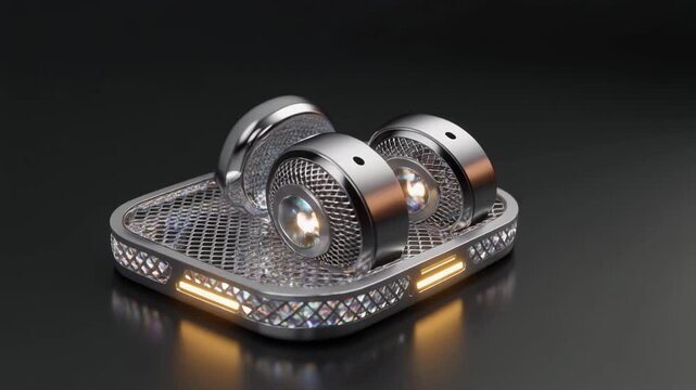  &ldquo;Titanium limited-edition earbuds, silver mesh grill, crystal charging case with glowing aura