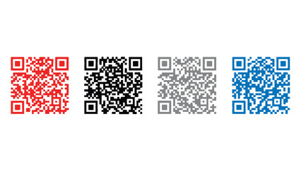 Fototapeta premium A set of colorful QR codes on a white background for scanning