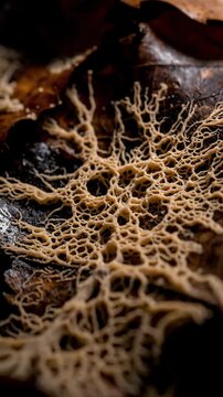 Abstract Macro Photography Captures Complex Network Structures on Natural Surface, Detailed Texture