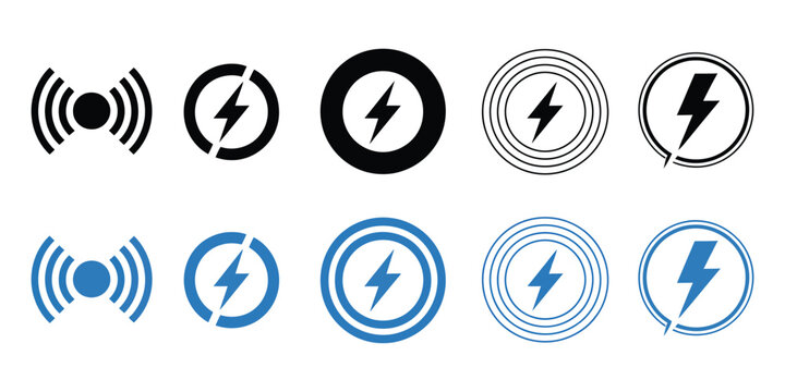 Wireless charging icon vector illustration, modern technology and energy symbol design for smartphone power, electric devices, futuristic interface, digital innovation, clean minimal UI concept