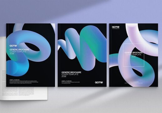 Abstract Brochure Cover Template & Front Page Layout in Black with Modern Colourful Swash Element