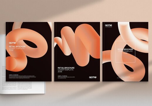 Abstract Brochure Cover Template & Front Page Layout in Black with Modern Colourful Swash Element