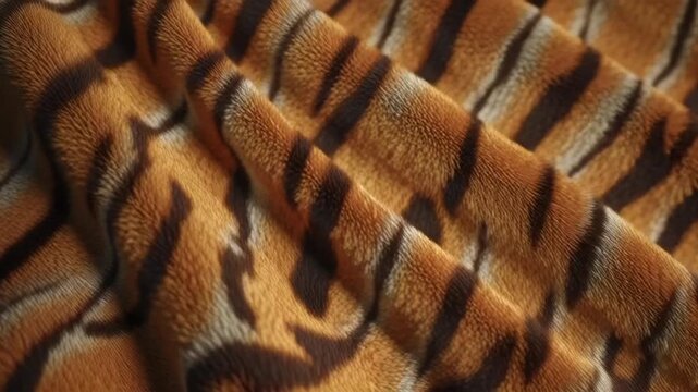 A close-up video of a tiger's fur texture in high definition video