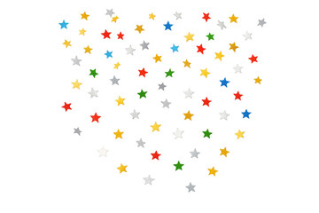 Falling star confetti pattern with transparent background symbolizing celebration, party, and festive joy