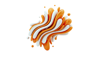 Abstract Orange and White Fluid Sculpture