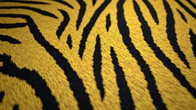 A close-up video of a tiger's fur texture in high definition video