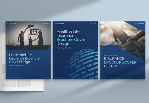 Corporate Brochure Cover Template with Life Insurance & Healthcare, Medical & Hospital Theme