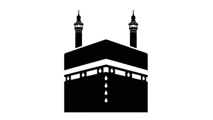 Islamic Kaaba Icon: Black Silhouette of Holy Building in Mecca, Saudi Arabia