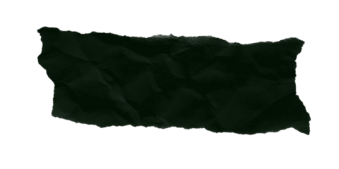 Dark Green Crumpled Torn Paper Texture Isolated on Black Background