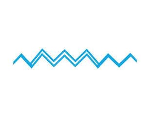Abstract geometric wavy line illustration representing sound waves or digital signals in a minimalist blue design on a white background, perfect for graphic and technology themes