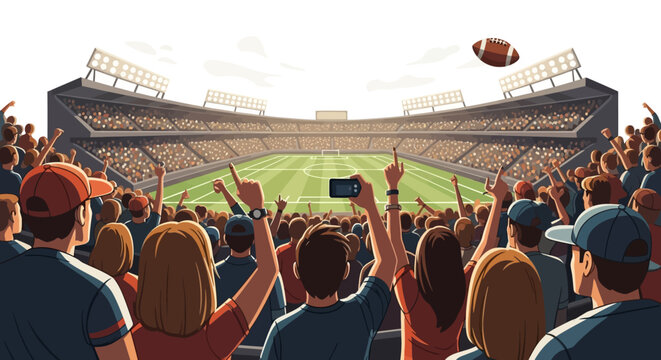 The spectators cheered enthusiastically as they watched the soccer game in the packed stadium.