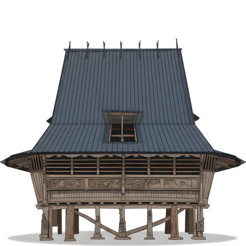  ilustrasi vektor rumah adat nias
