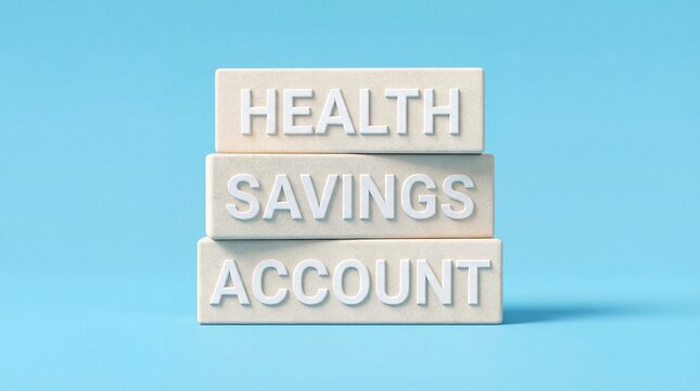 Health savings account stacked on blue background financial concepts modern graphic design minimalist viewpoint health finance overview