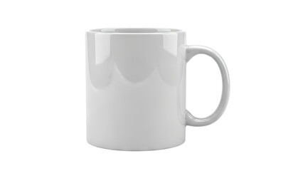 Obraz premium Plain white ceramic mug with handle on white background