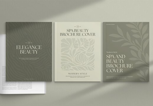 Beauty Brochure Cover Template for Med Spa Menu & Salon Lookbook in Elegant Natural & Organic Theme