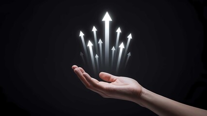 Financial success concept with business growth arrow for achievement and progress development