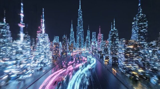 Futuristic 3D Audio Visualizer Cityscape