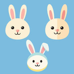 Obraz premium Cute Easter Sticker with Bunny Set, Chick and Eggs, Flat Vector Spring Illustration 4