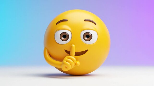 Quiet Please Shushing Emoji 3D Illustration Silence Concept