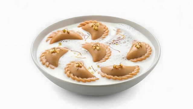 Tasty Dudh Puli Pitha Sweet Rice Cakes In Warm Milky Broth Traditional Asian Dessert