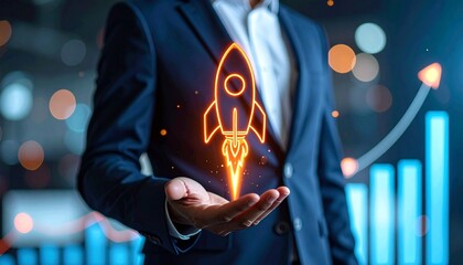 Startup Rocket Launch for Business Growth and Success