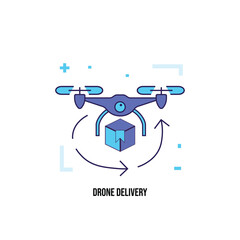High quality drone delivery icon in a modern flat outline style with vibrant gradient colors. Designed with a clean, minimal, and consistent look, these icons are perfect for technology websites