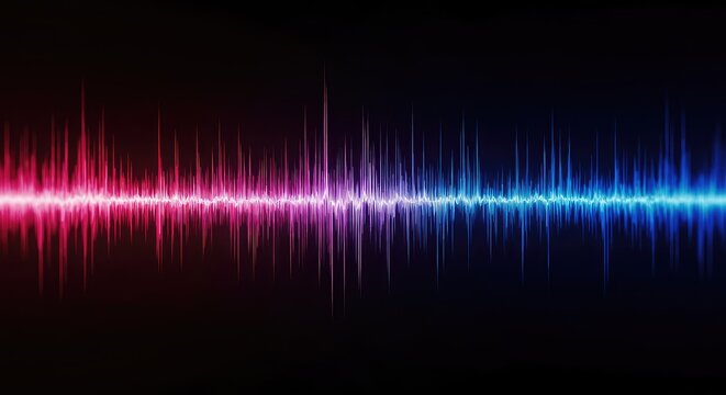 Abstract digital sound wave visualization forming a rhythmic background pattern. Dynamic flowing frequency response curve for technology concepts ,frequency ,pattern ,curve