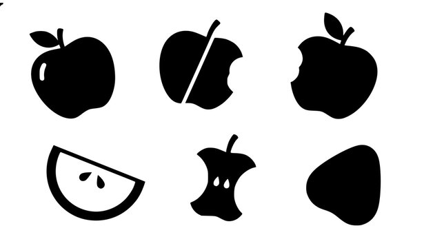 Bold apple glyph icons vector collection for branding and digital design