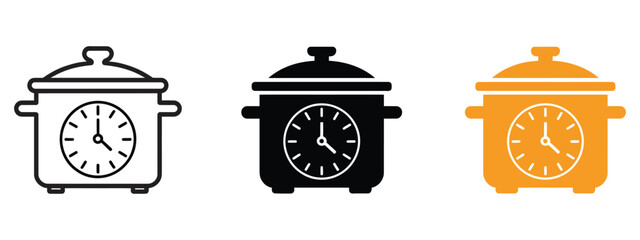 Cooking time icon vector, representing home cooking, meal prep, and modern kitchen design, culinary efficiency, recipe tracking, healthy food preparation, and kitchen workflow illustration