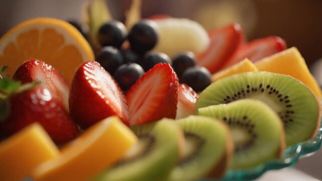 Colorful Fresh Fruit Platter with Juicy Slices and Berries for Healthy Living