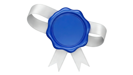 Blue Wax Seal with White Ribbon