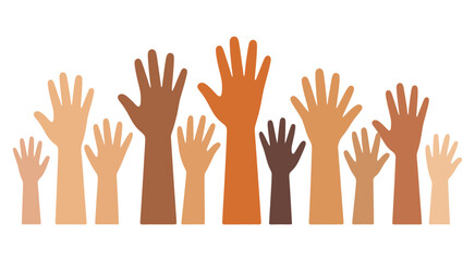 Obraz premium Hands Raised in the Air Vector Illustration with “Human Rights” Text Representing Equality Unity Solidarity Human Rights Advocacy, Social Justice Concept Design.
